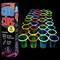 IMPRESA Light Up Cups Neon - 16 oz, Clear Plastic, 36 Pack - Bulk Glow Cups for Party & Glow in the Dark Drinkware with Multi-Color Neon Sticks